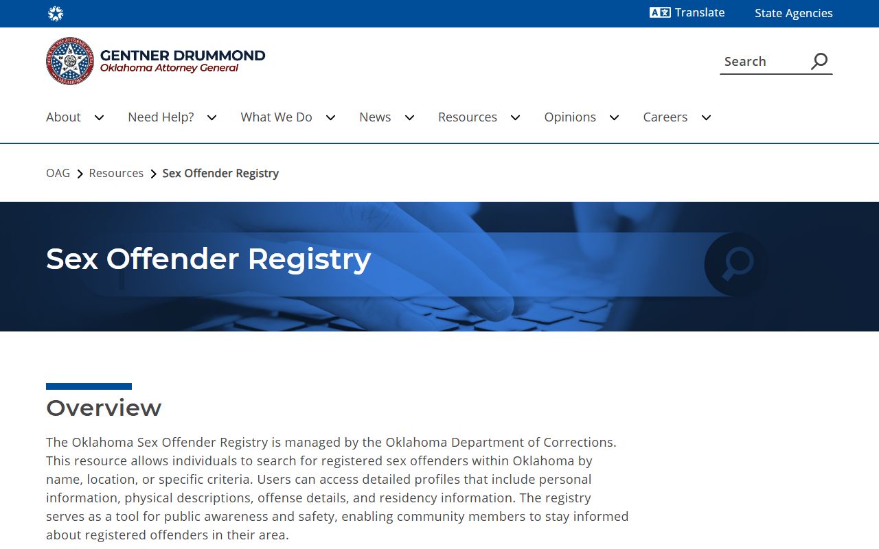 Oklahoma Attorney General sex offender information for Major County arrest records