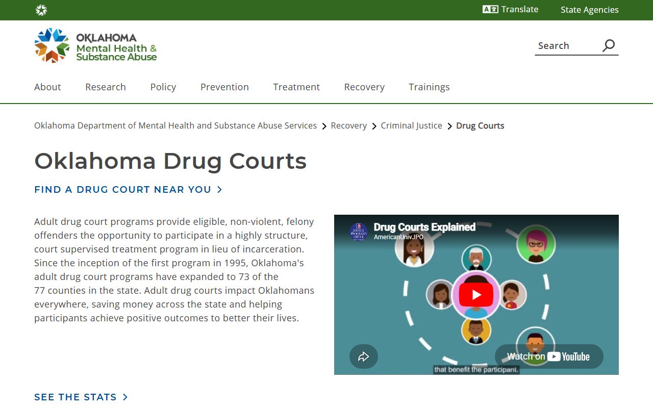 ODMHSAS adult drug court program relevant to Major County criminal records
