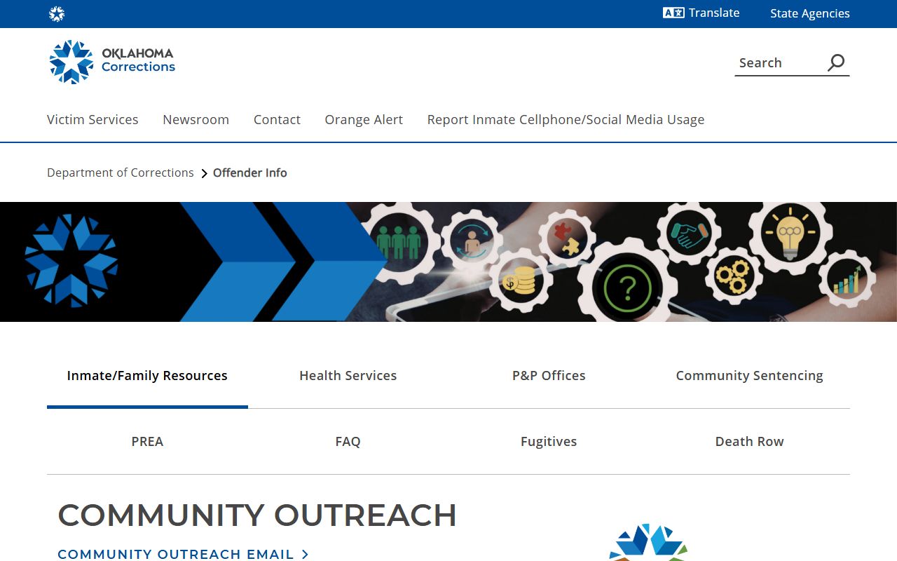 Oklahoma DOC offender information and open records page for inmate searches